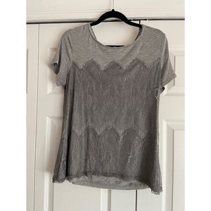 Market spruce grey lace t shirt blouse